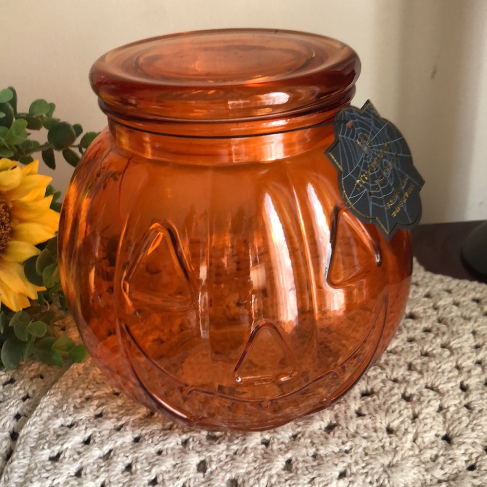 Orange Pumpkin Glass Jar Canister